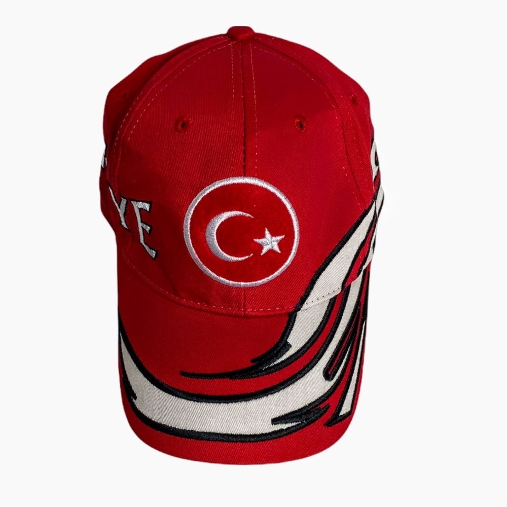 Kadim Red/Black/White Turkish Flag Baseball Cap - Picture 12 of 13